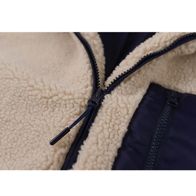 Lambswool Splice Short Jacket Women  Teddy Coats Winter Plus Size Clothes Female