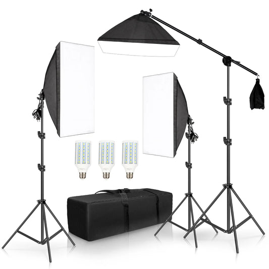 SH 3Pcs SoftBox With Sandbag Professional Photography Photo Studio Softbox Lights Lighting Kit Equipment Boom Arm