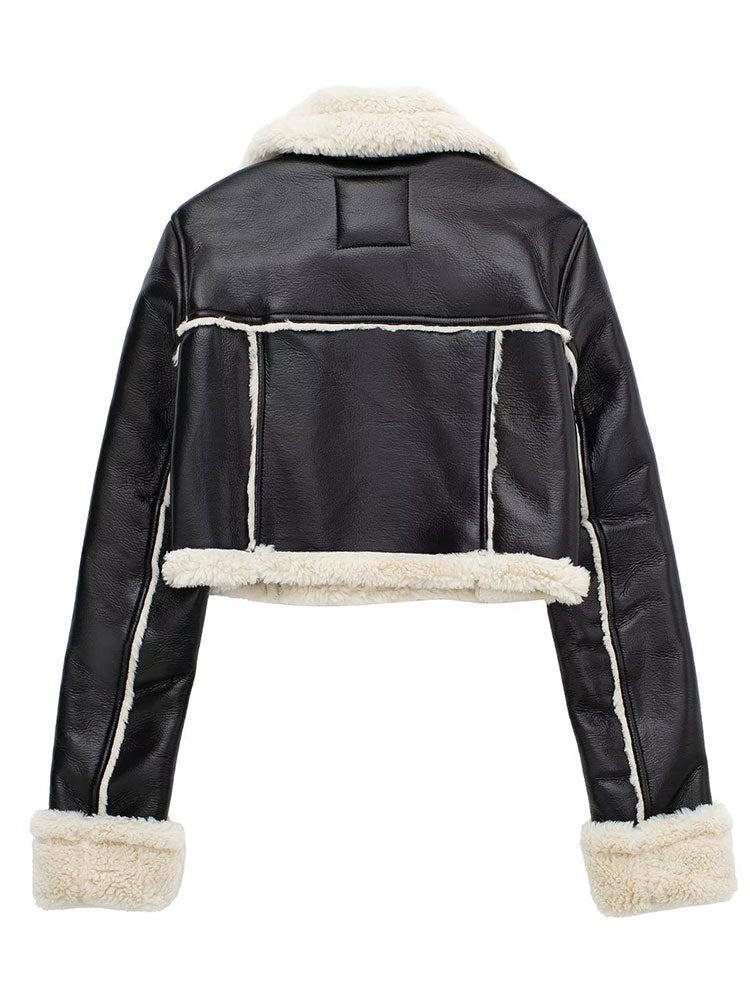 Women Fashion Solid Front Zipper Jacket