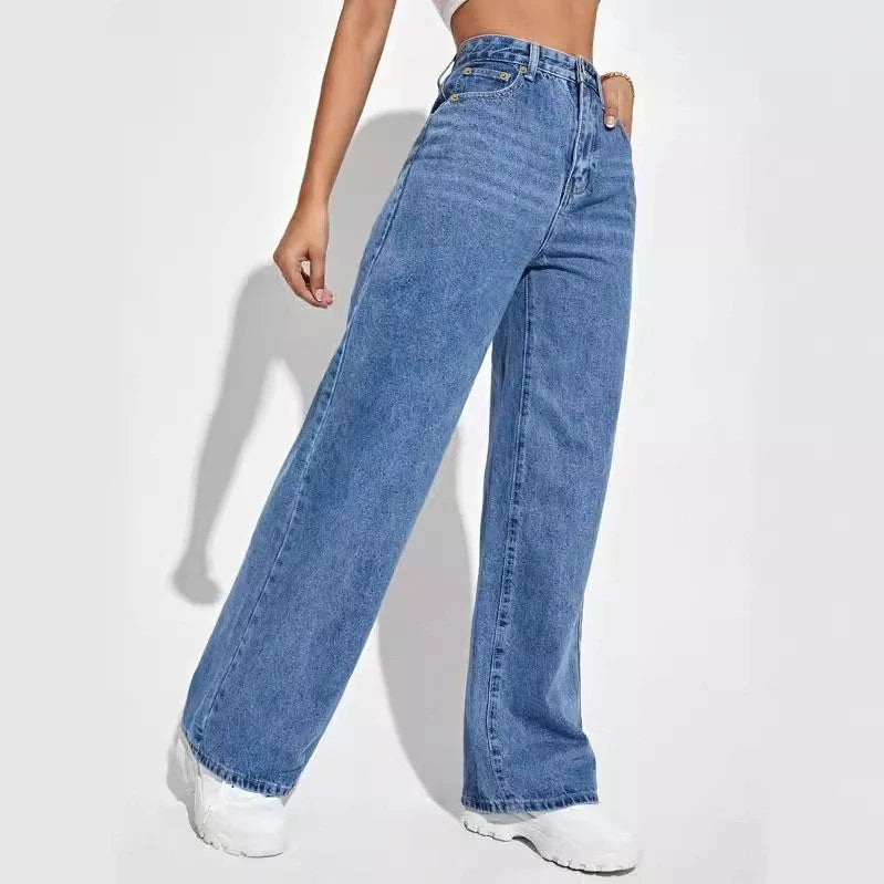 European and American loose Denim wide leg pants