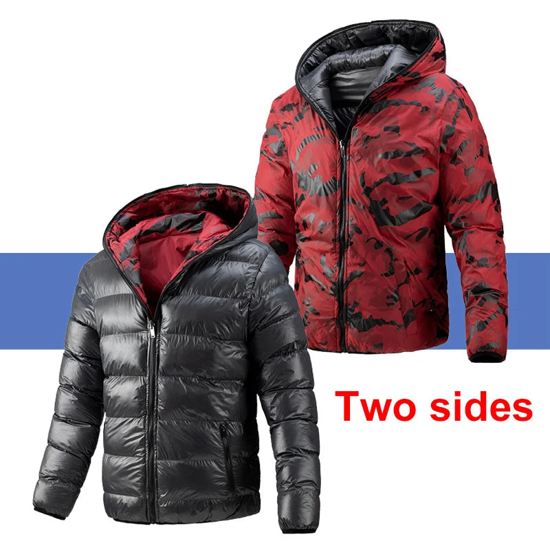 Men Thick Jackets Fashion Two Sides Jacket Slim Fit Coats Male