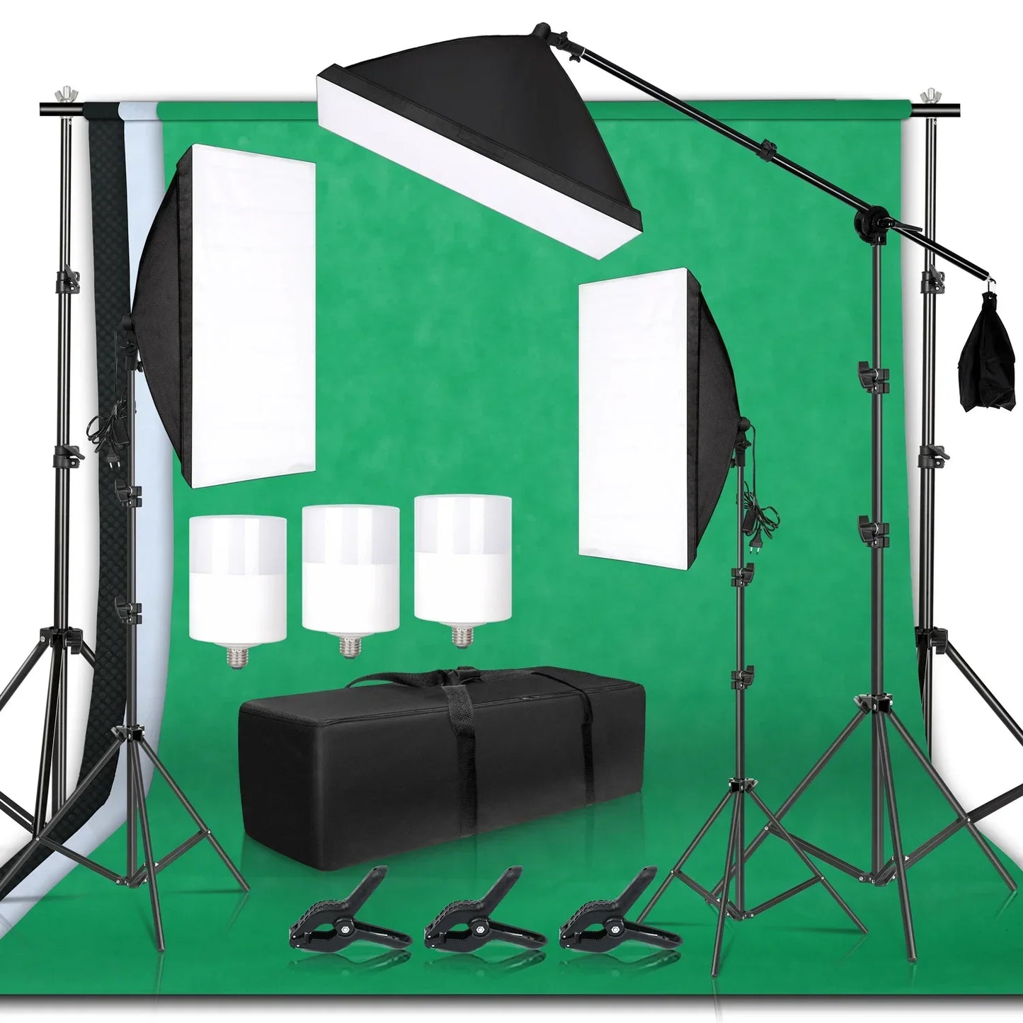 Photography Photo Studio Softbox Lighting Kit With 2.6x3M Background Frame 3pcs Backdrops Tripod Stand Reflector Board 4Umbrella