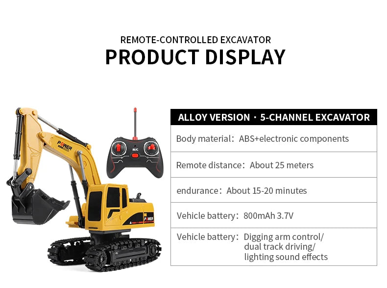 Remote Control Excavator Dump Truck RC Model Car Toy