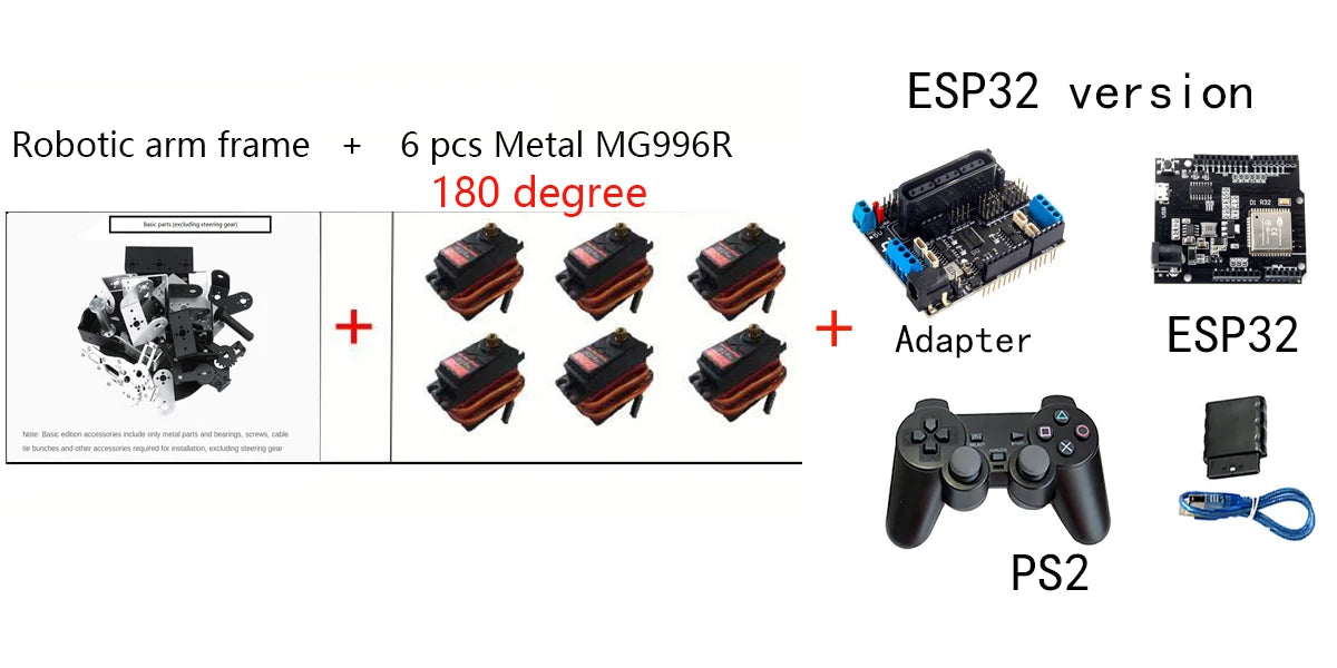 360 Degrees 6 DOF Robot Metal Alloy Mechanical Arm