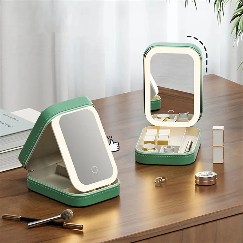 LED Mirror Makeup Storage Box Portable