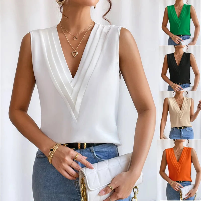 Casual Loose Sleeveless Blouses For Women