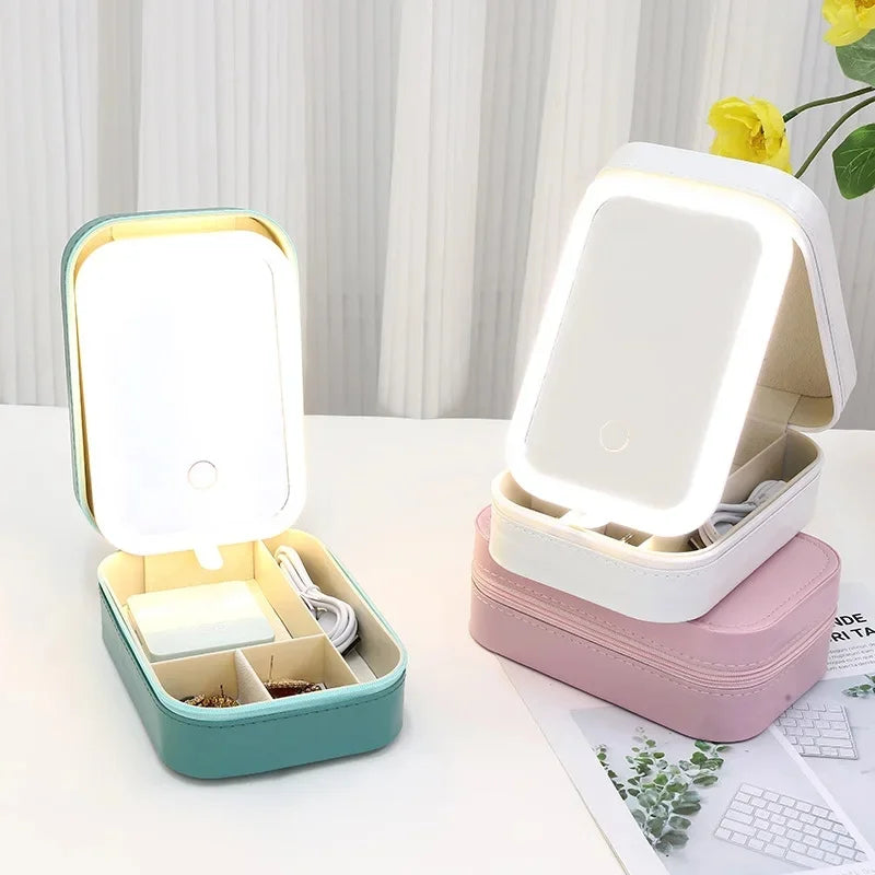 LED Mirror Makeup Storage Box Portable