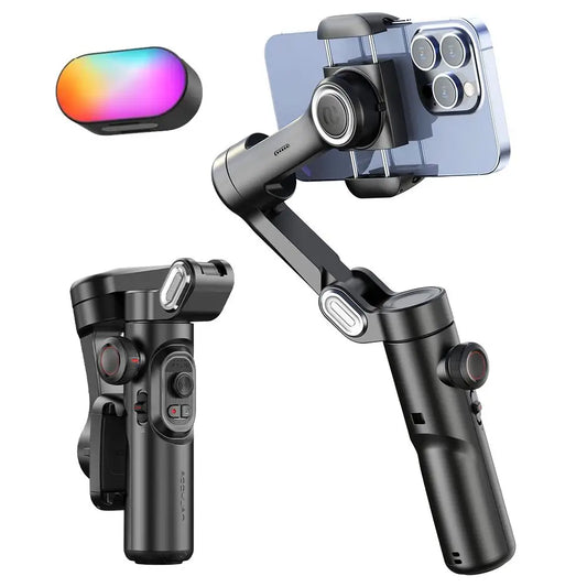 3-Axis Handheld Gimbal Stabilizer for Smartphone with Fill Light for iPhone Android Face