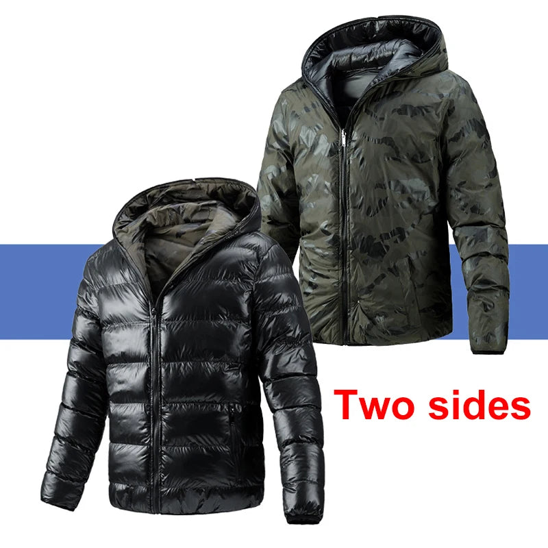 Men Thick Jackets Fashion Two Sides Jacket Slim Fit Coats Male