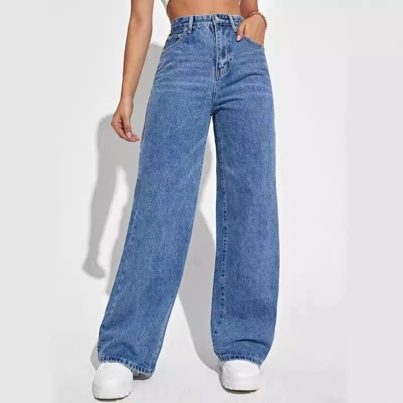 European and American loose Denim wide leg pants