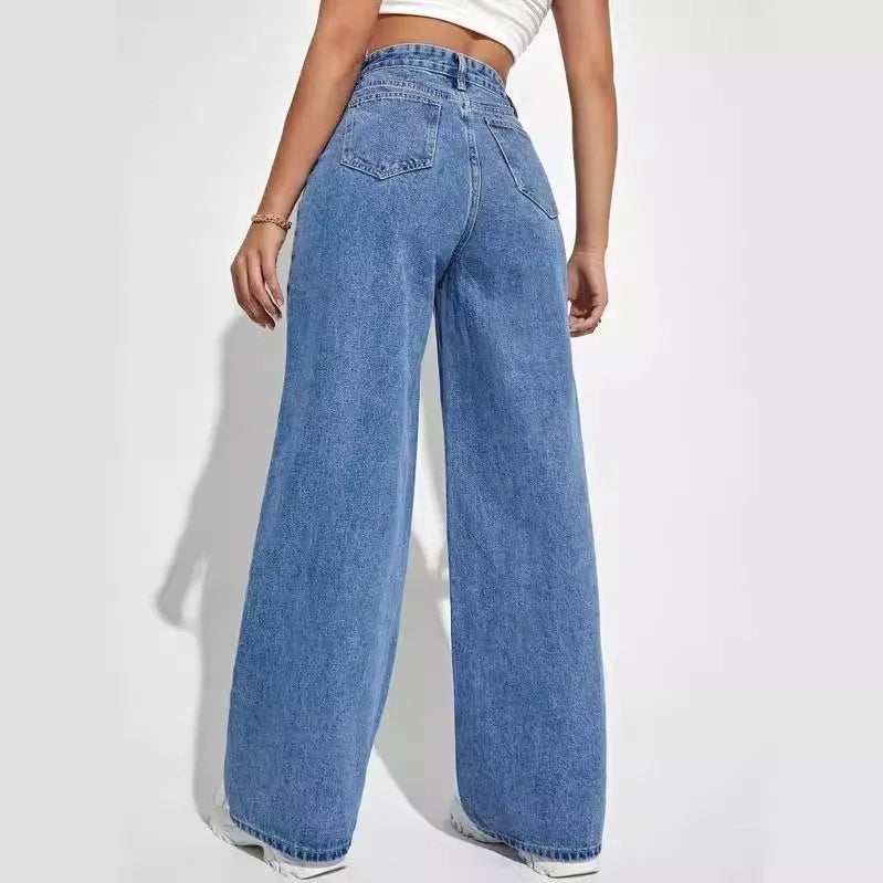 European and American loose Denim wide leg pants