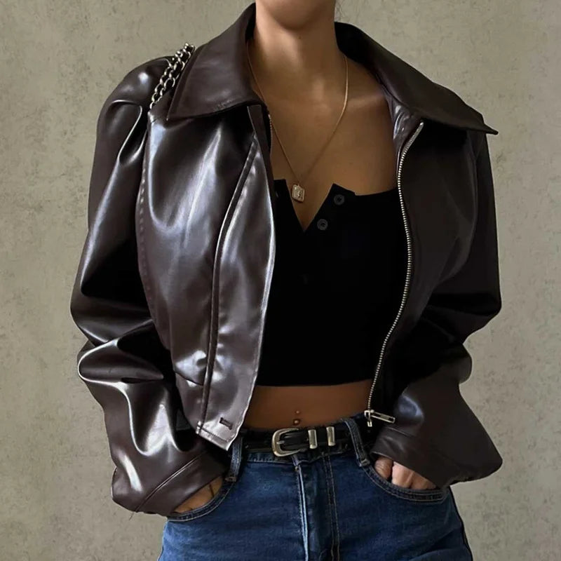 Autumn Leather Short women Jacket