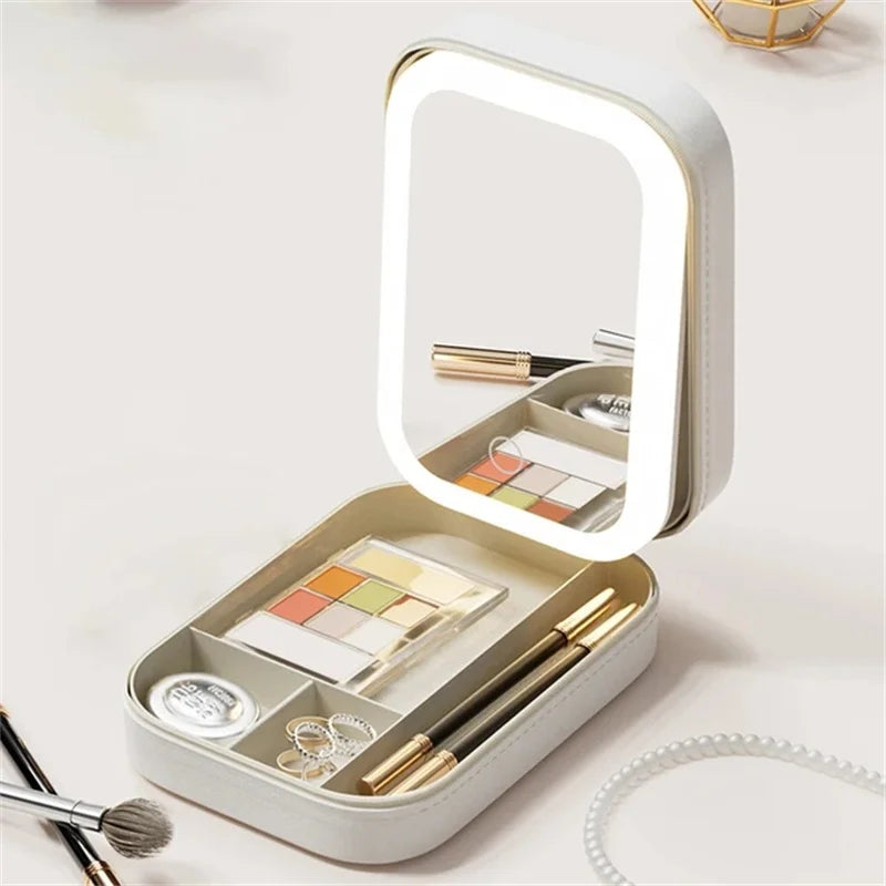 LED Mirror Makeup Storage Box Portable