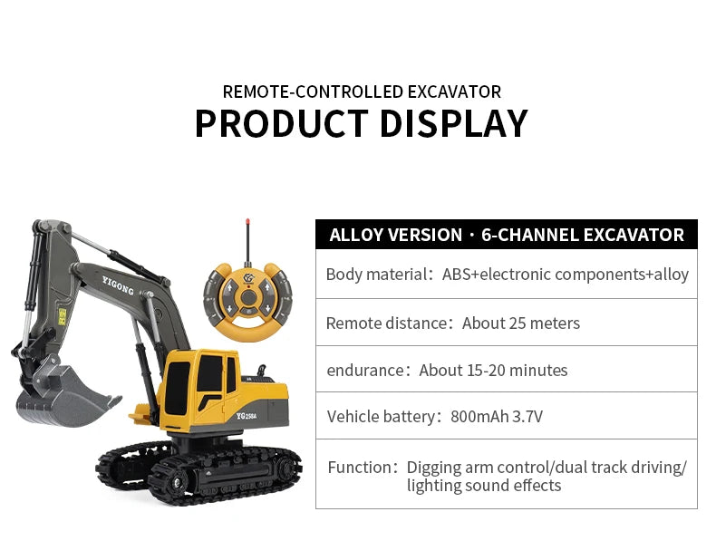 Remote Control Excavator Dump Truck RC Model Car Toy