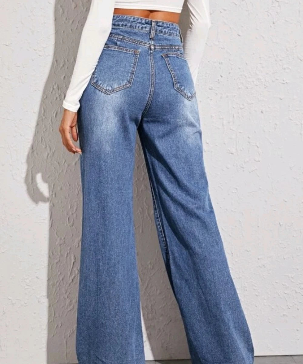 Women Denim Wide Leg Pants Jeans