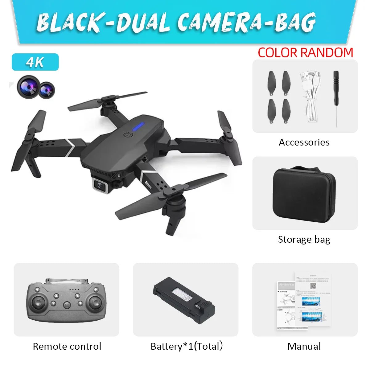 New E88 Pro WIFI FPV Drone Wide Angle HD 4K 1080P Camera