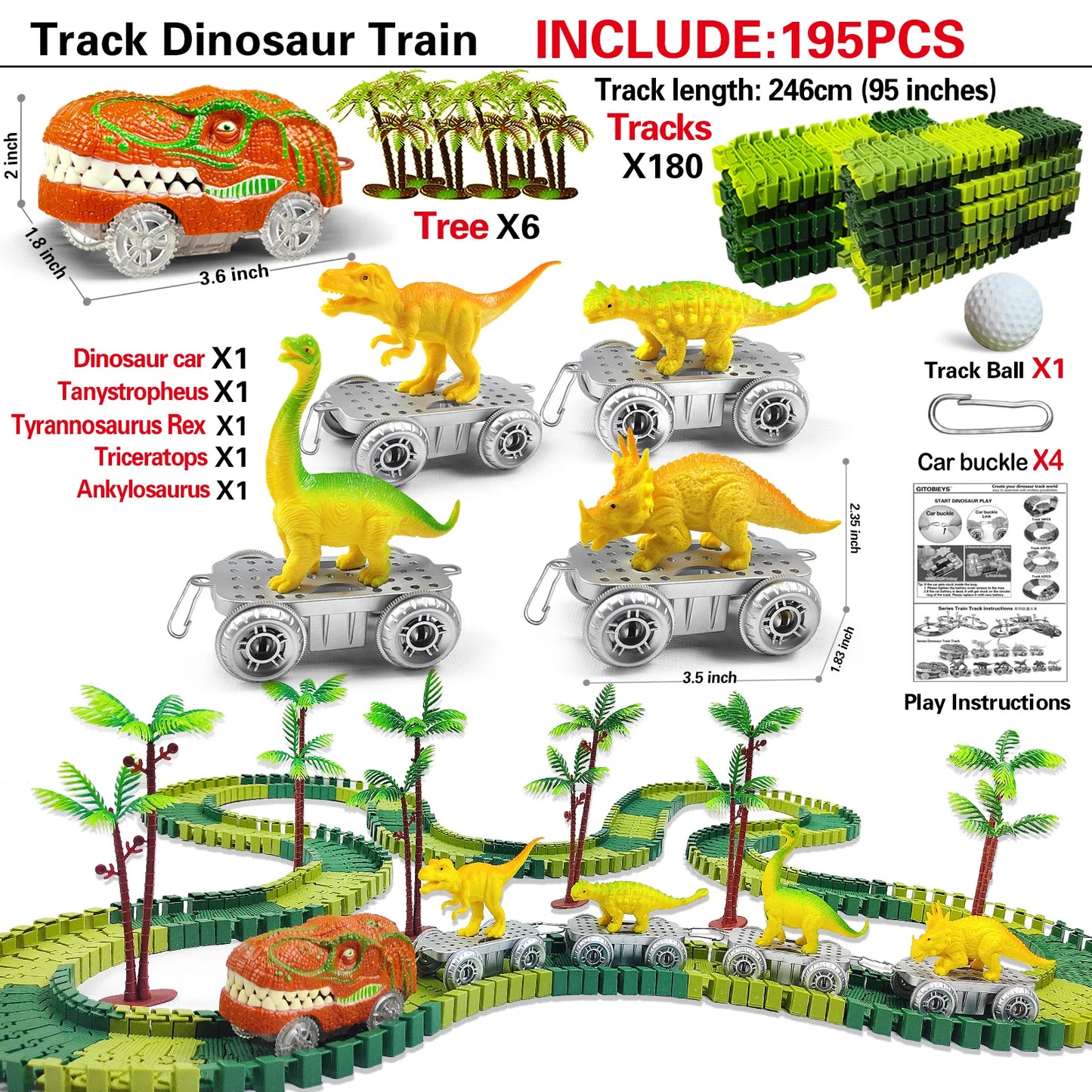 Magic Climbing electric dinosaur car Track Railway Toy