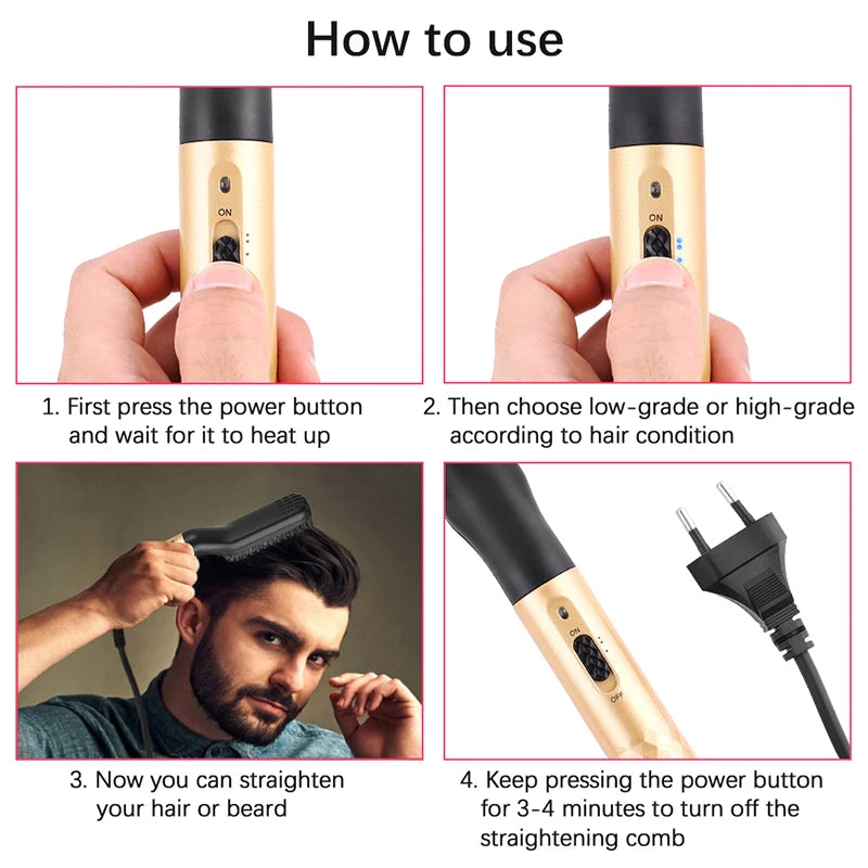 Men Beard Hair Straightening Brush