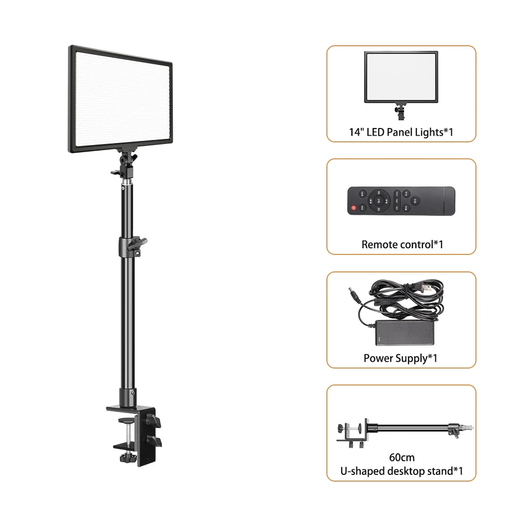 14'' LED Video Light Photography Selfie Dimmable Panel Lighting Photo