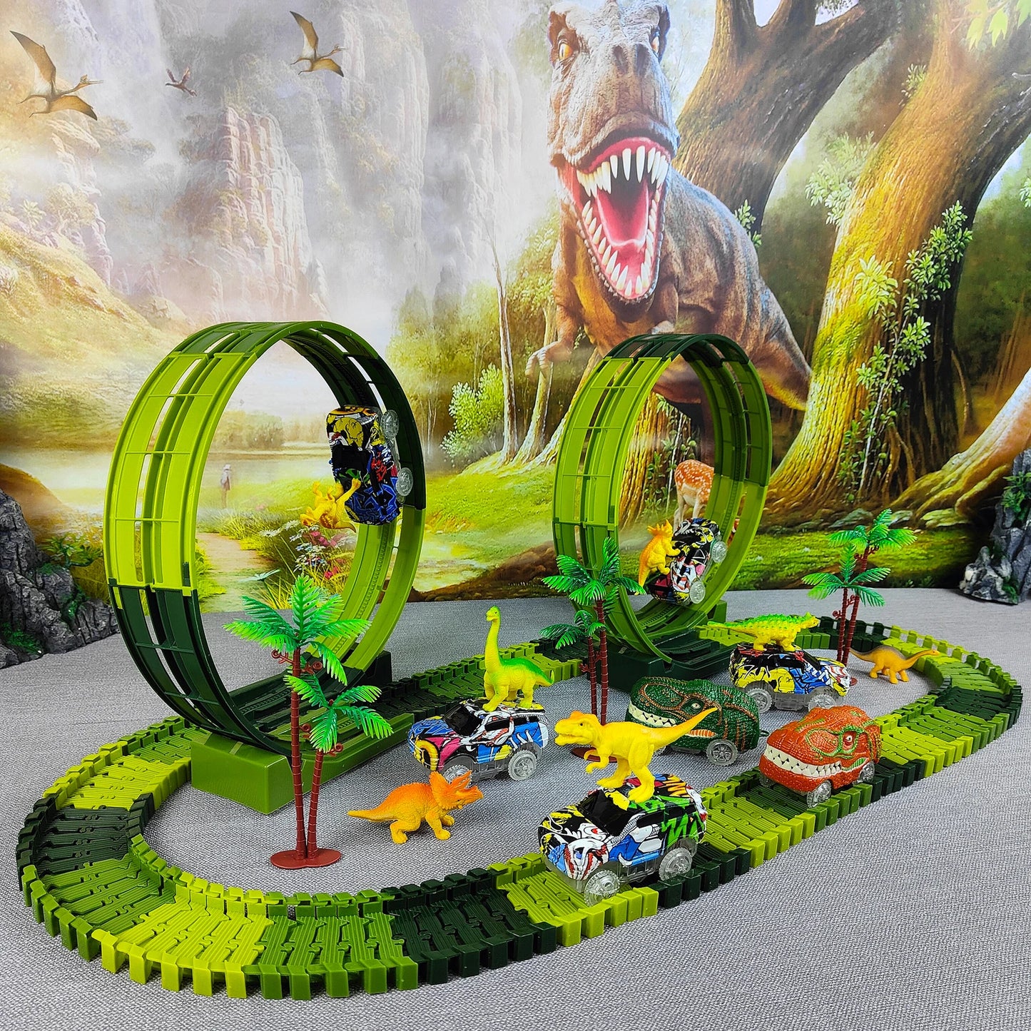 Magic Climbing electric dinosaur car Track Railway Toy