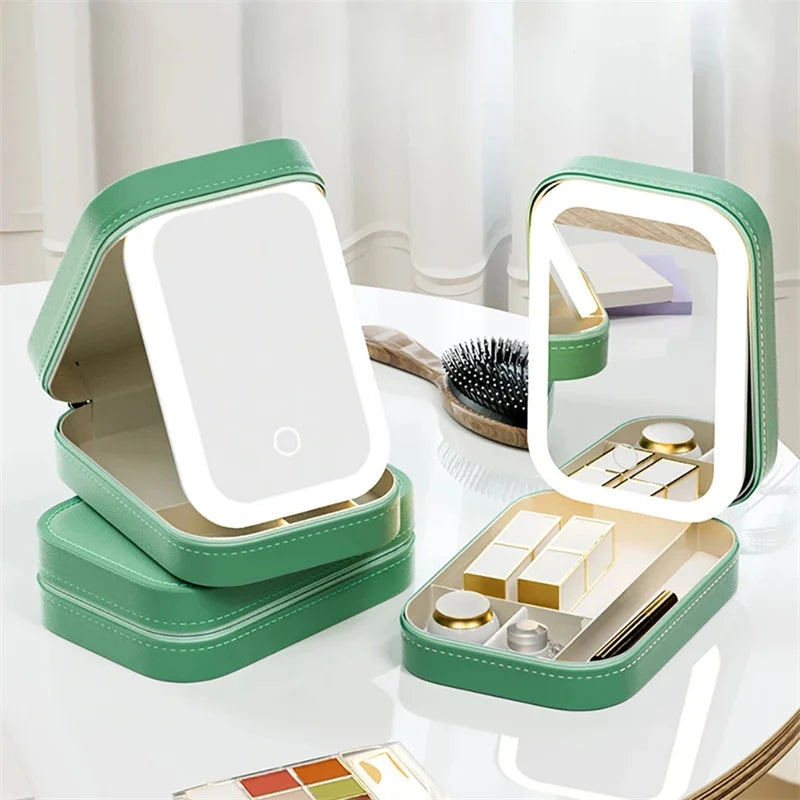 LED Mirror Makeup Storage Box Portable