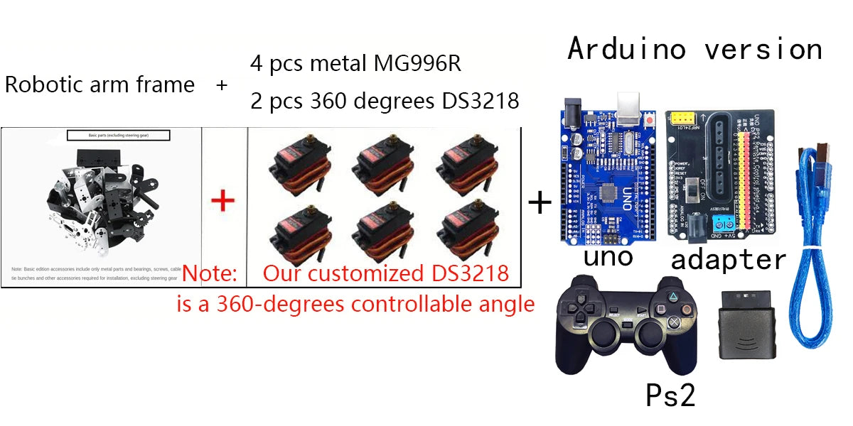 360 Degrees 6 DOF Robot Metal Alloy Mechanical Arm