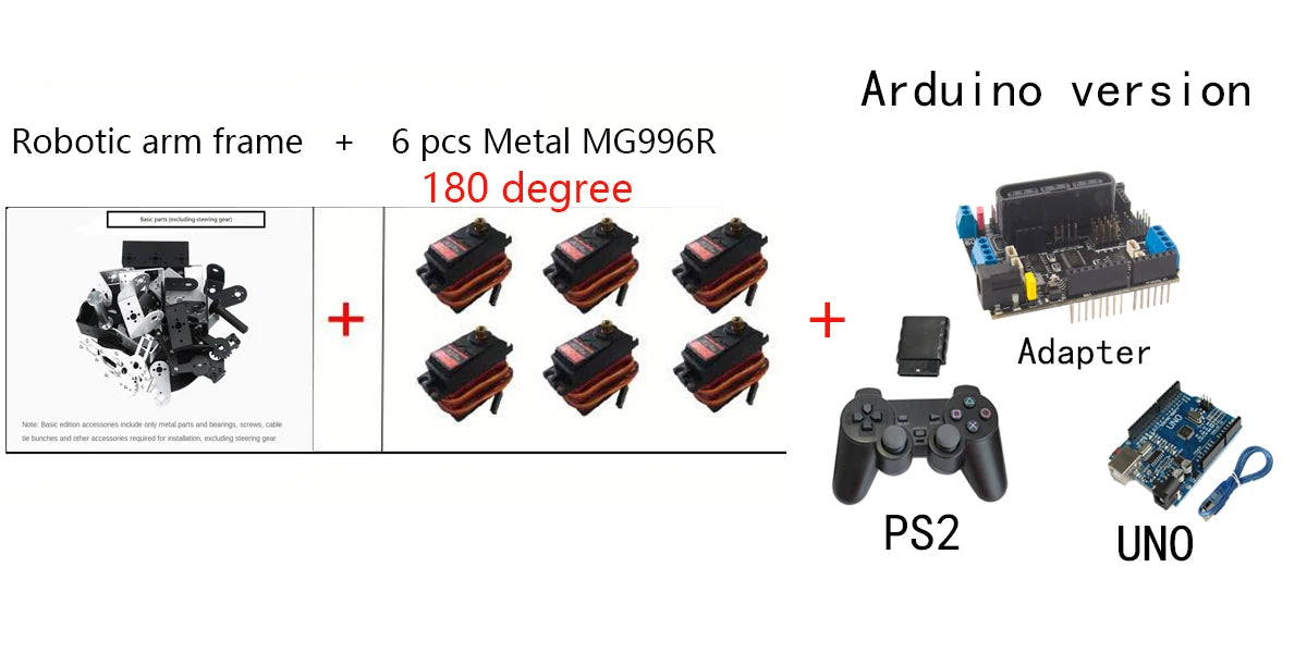 360 Degrees 6 DOF Robot Metal Alloy Mechanical Arm