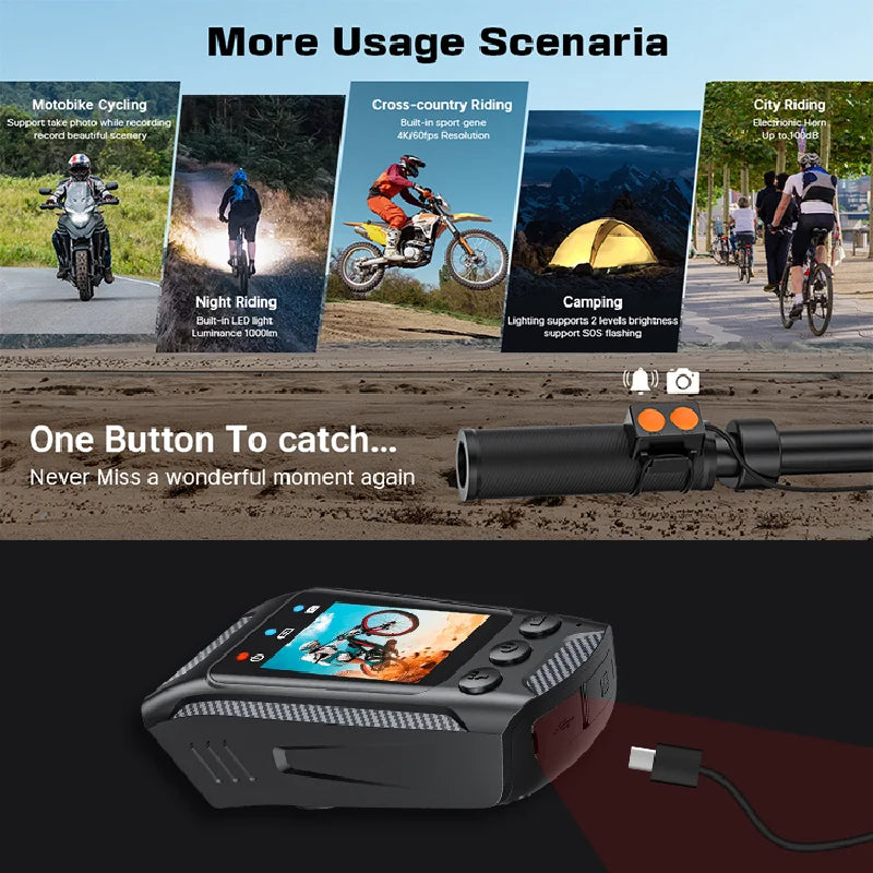 4K 60FPS Action Camera Outdoor Motorcycle Bike Helmet