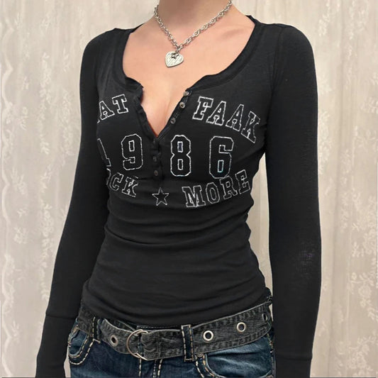 Black T-shirt Women O-Neck Bodycon