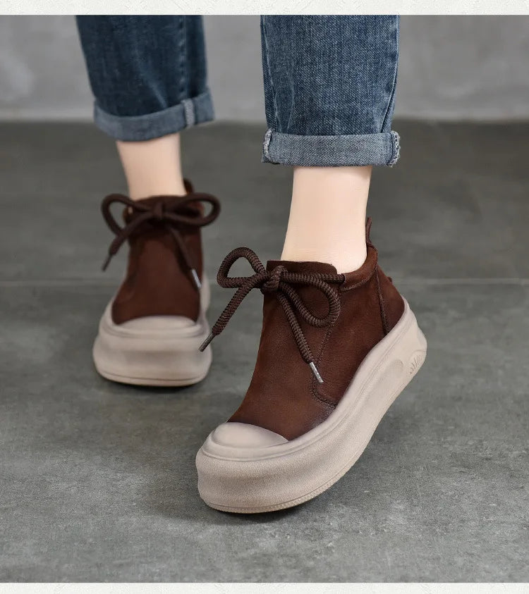 Women Leather  Moccasins Winter Booties Cow