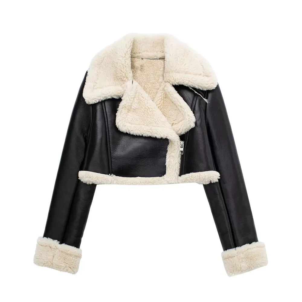 Women Fashion Solid Front Zipper Jacket