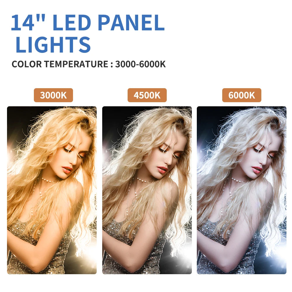 14'' LED Video Light Photography Selfie Dimmable Panel Lighting Photo