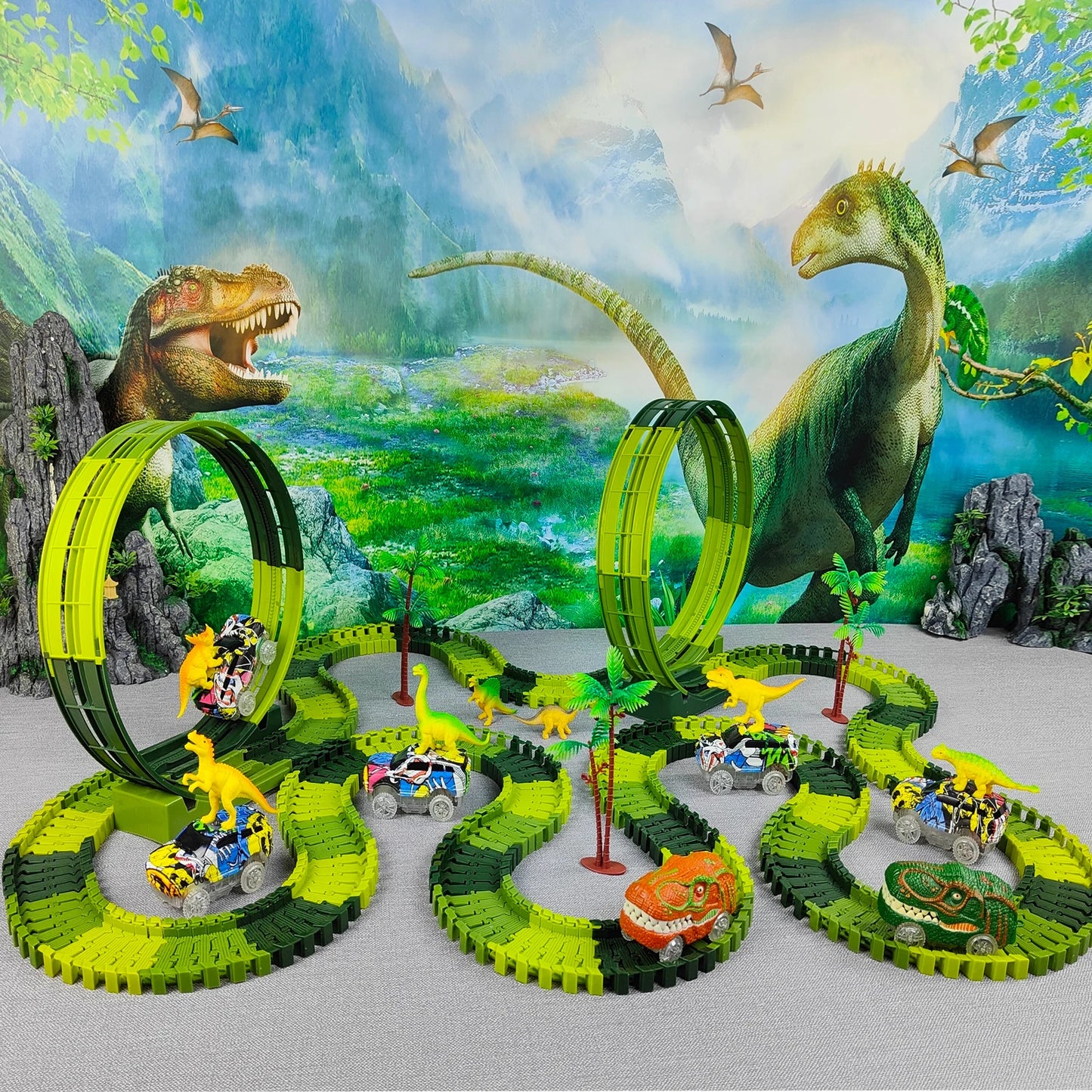 Magic Climbing electric dinosaur car Track Railway Toy