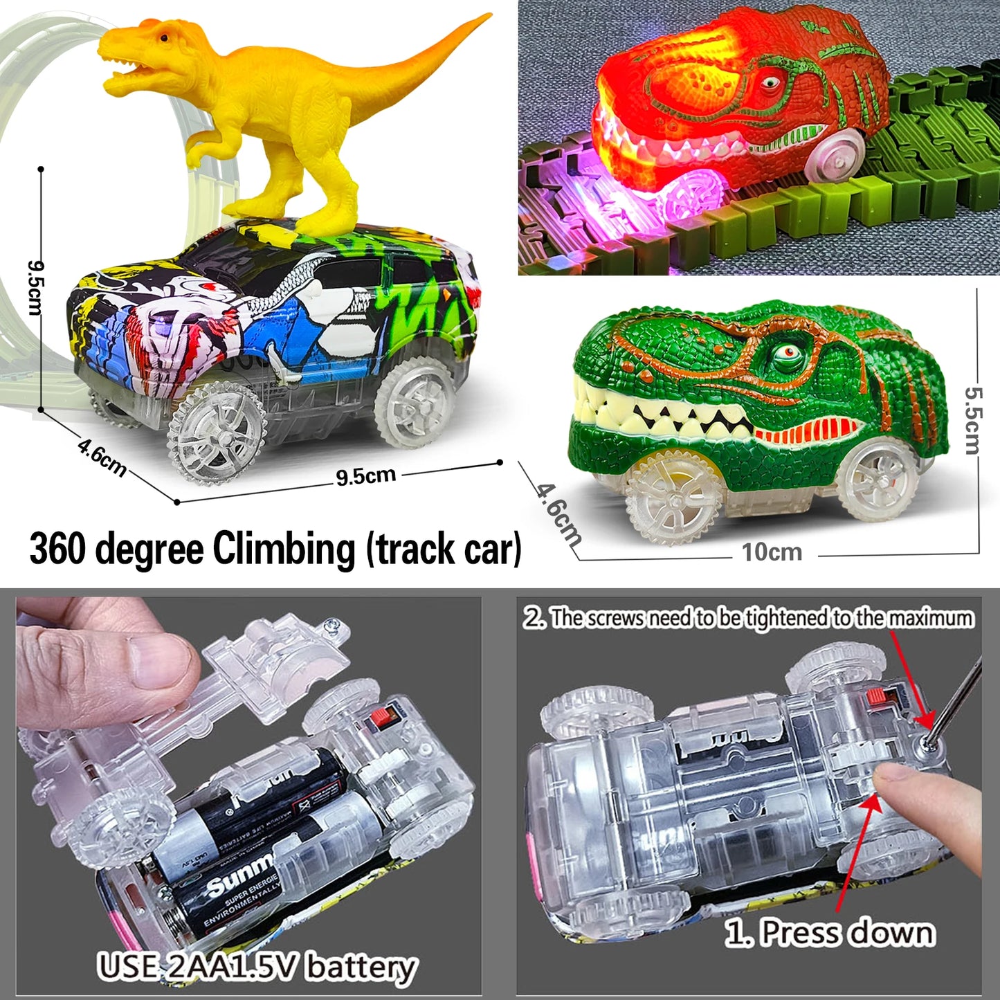 Magic Climbing electric dinosaur car Track Railway Toy