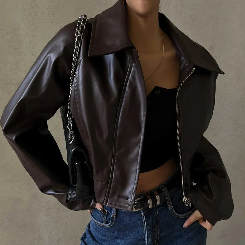 Autumn Leather Short women Jacket