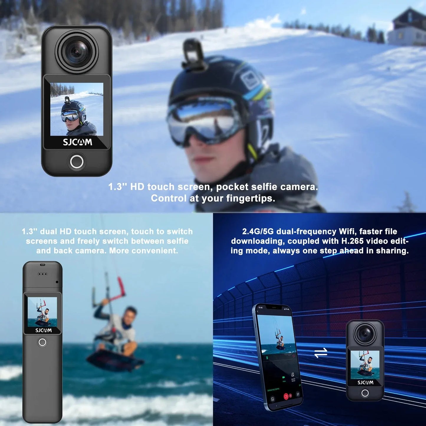 Pocket Action Camera 4K/30FPS Long Battery 6-Axis