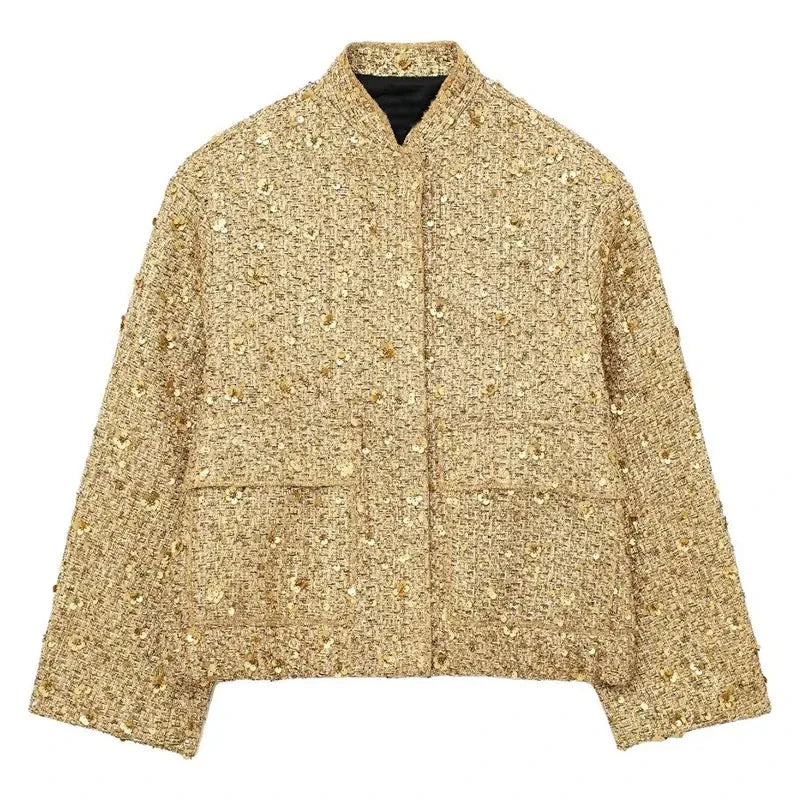 Women Fashion Shiny Sequin Jacket