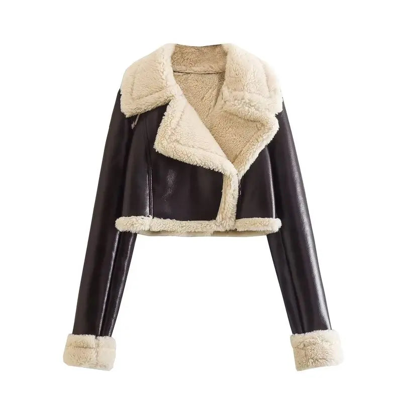 Women Fashion Solid Front Zipper Jacket