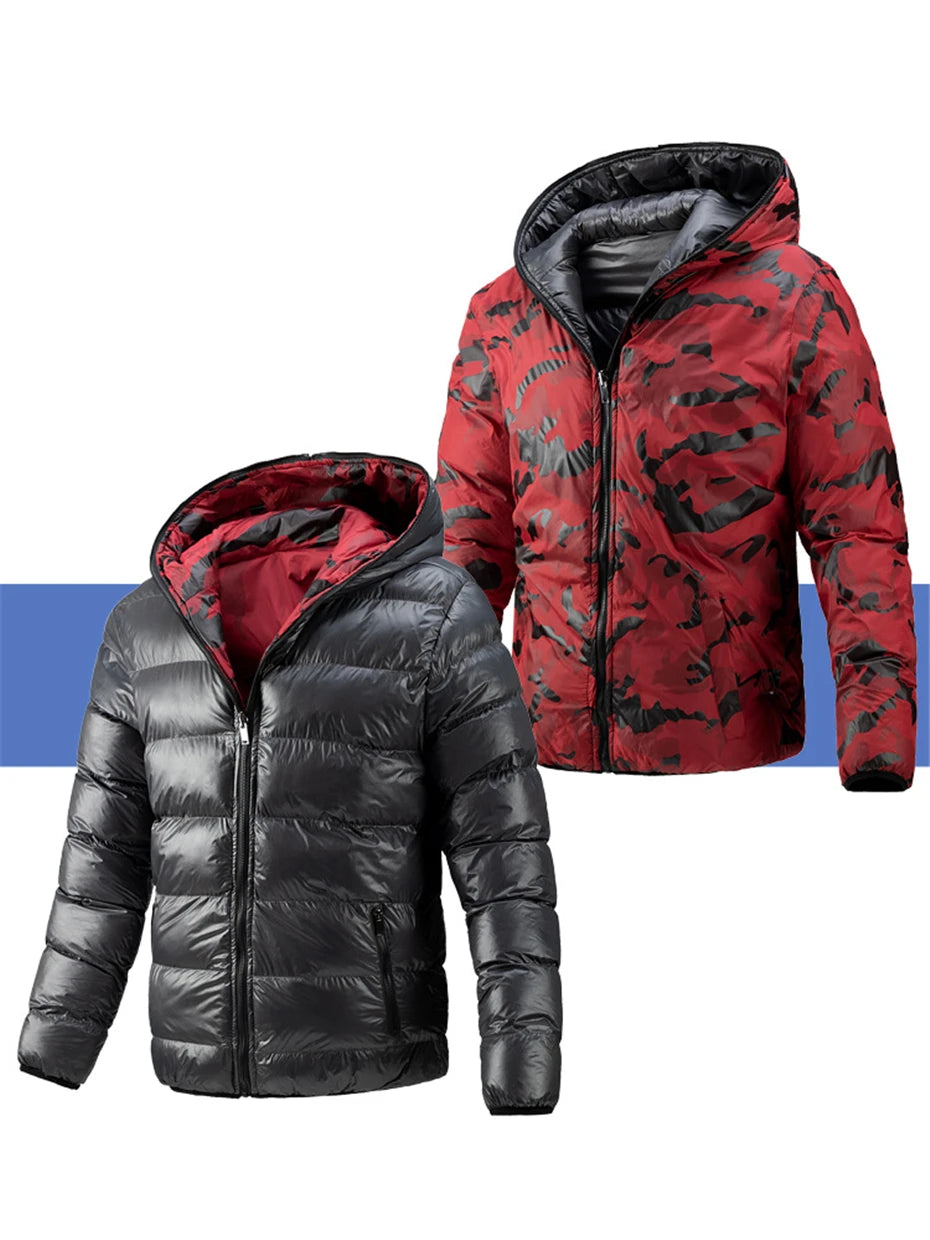 Men Thick Jackets Fashion Two Sides Jacket Slim Fit Coats Male