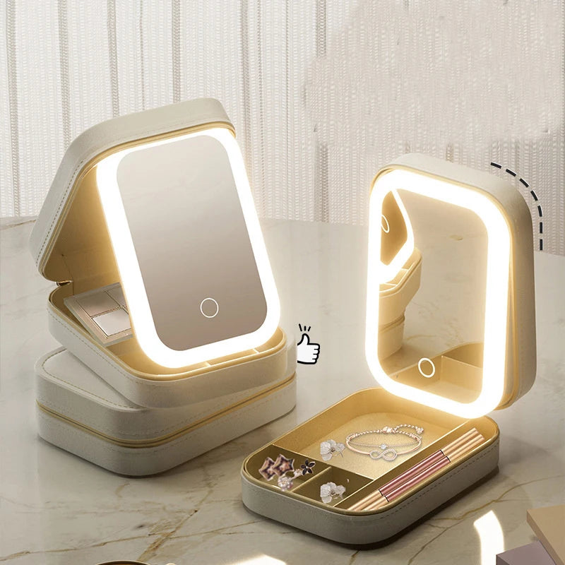 LED Mirror Makeup Storage Box Portable