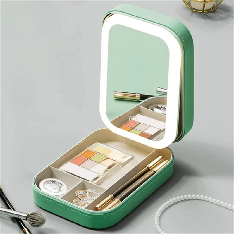 LED Mirror Makeup Storage Box Portable