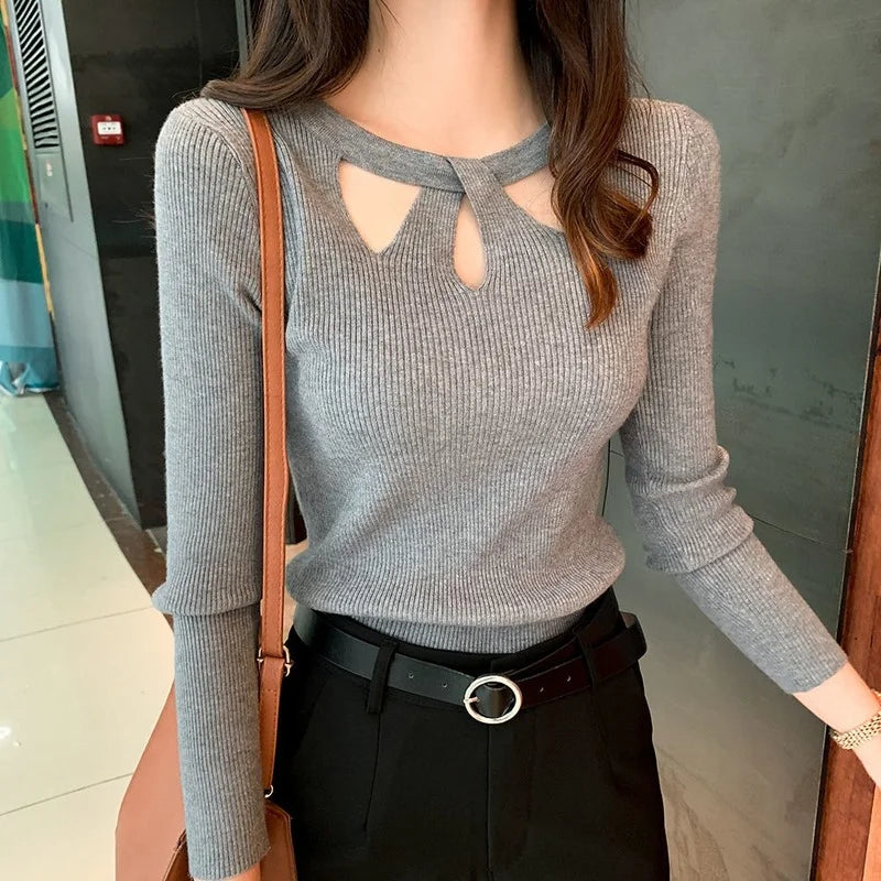 Women's O-neck Stretch Sexy Pullover