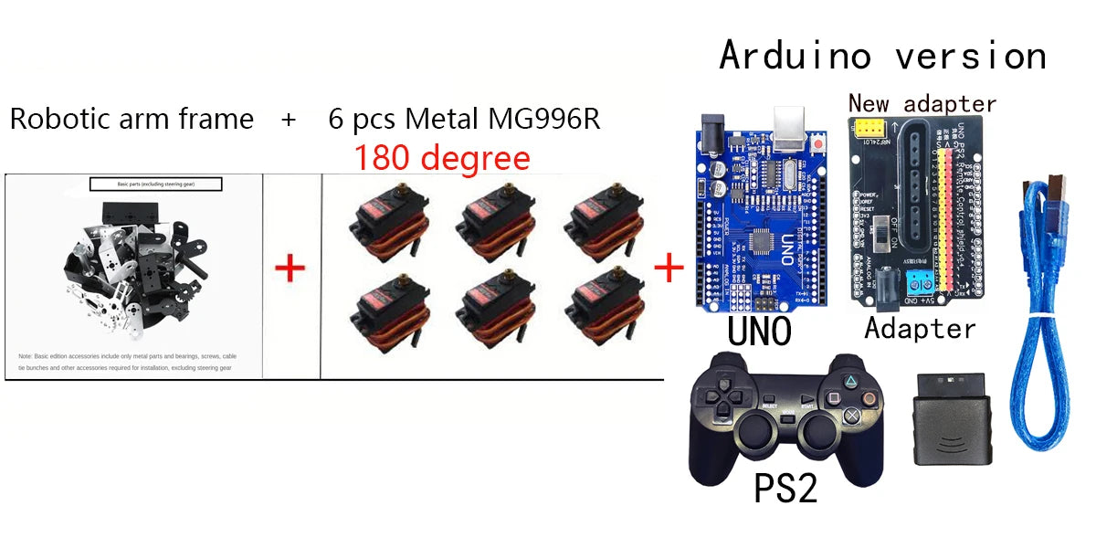 360 Degrees 6 DOF Robot Metal Alloy Mechanical Arm