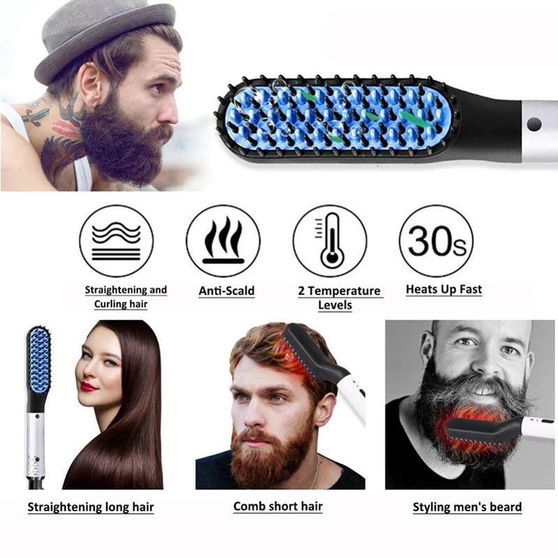 Men Beard Hair Straightening Brush