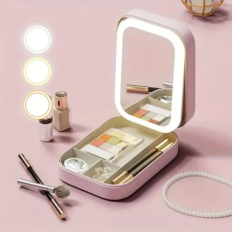 LED Mirror Makeup Storage Box Portable