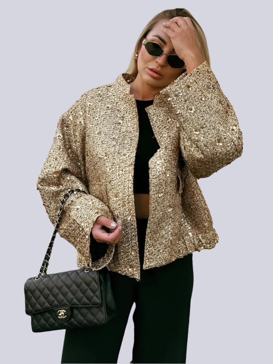 Women Fashion Shiny Sequin Jacket